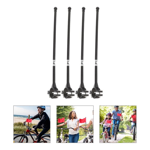 RENACLIPY 4Pcs Bike Flag Poles Black Metal Handlebar Flag Holders Durable Rust Proof for Outdoor Cycling