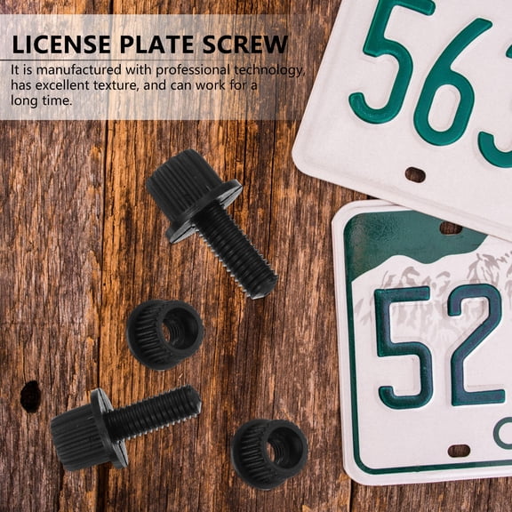 RENACLIPY 4-Pack Black Nylon License Plate Screws Rust-Resistant Fasteners for Universal Vehicle Use