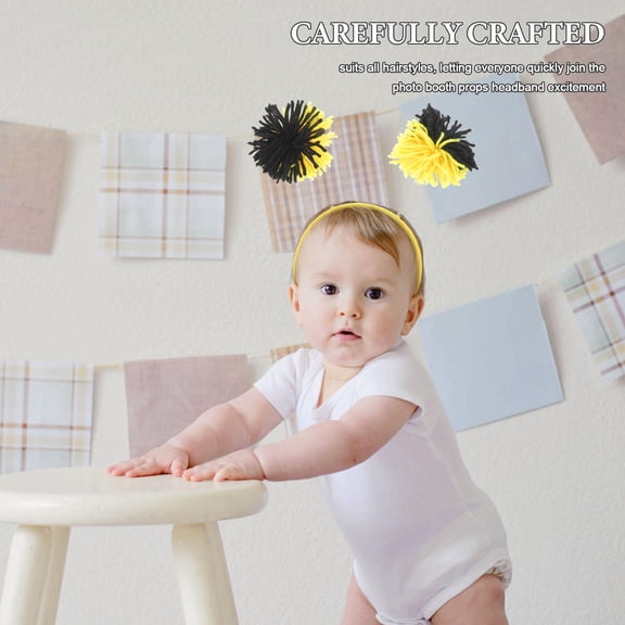 RENACLIPY 4Pcs Bumblebee Cosplay Headbands with Soft Pom Pom Antennae for Spring and New Year Parties