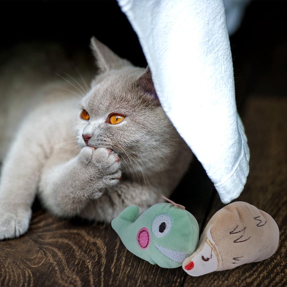 RENACLIPY 4Pcs Cartoon Animal Shaped Catnip Toy Plush Entertainment for Indoor Playtime