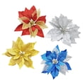 thumbnail image 1 of RENACLIPY 4Pcs Shiny Christmas Flower Cloth Ornaments for Repeated Use Decoration, 1 of 8