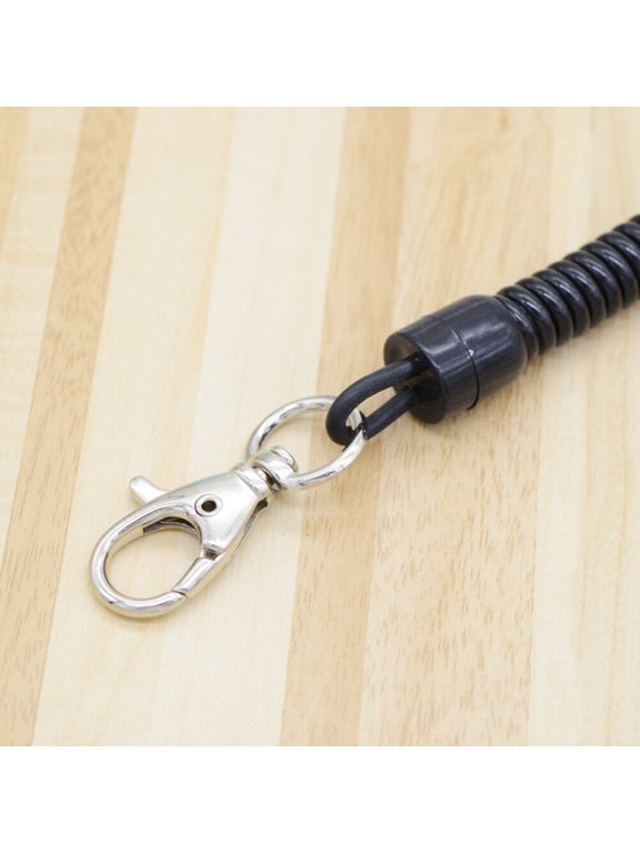 Flexible Black Plastic Spring Keychain for Organizing Small Items - 4Pcs