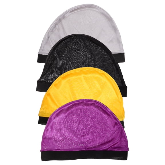 RENACLIPY Stretch Dome Cap Assorted Color for Adult Hair Protection 4Pcs