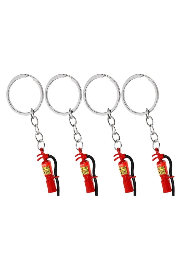 4Pcs Red Extinguisher Keychain Metal Firefighter Pendant for Hanging Keys