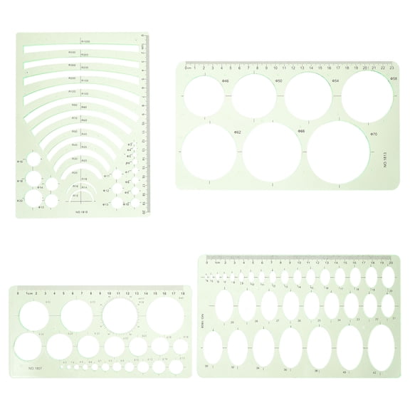 RENACLIPY 4Pcs Green Plastic Circle Protractor Template Drawing Ruler for Architecture Drafting