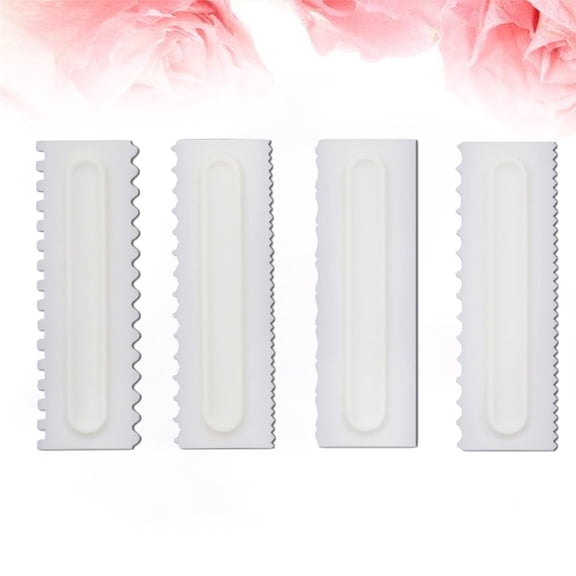 RENACLIPY 4-Pack White Plastic Cake Scrapers for Frosting, Icing, and Cream - Kitchen Tools for Home Baking and