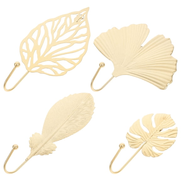 RENACLIPY Hanging Hooks Leaf Modeling Coat Hanger Iron Home Decoration Bathroom 4Pcs