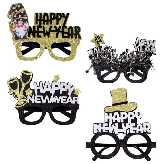 RENACLIPY 4-Pack Lightweight Paper Glasses for New Year Parties, Dress-Up Fun, Photo Booth Props and Celebration Accessories