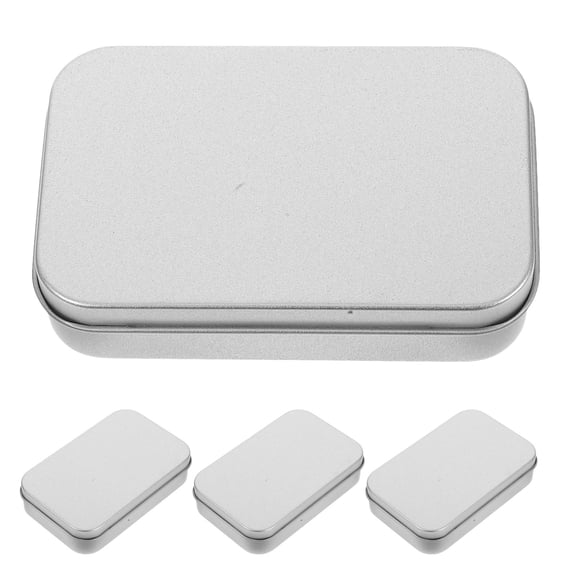 RENACLIPY 4-Pack Small Metal Storage Boxes with Hinged Lids, Tinplate Portable Containers for Home, Travel, and Organization