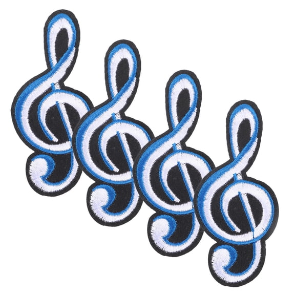 RENACLIPY 4-Pack Music Note Fabric Iron-On Patches for Clothing, Craft Decoration