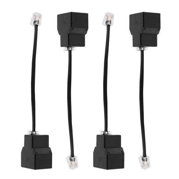 RENACLIPY 4Pcs Phone Cable Adapter Black Rj11 Splitter with Detachable 6p4c Lines for Landline Systems