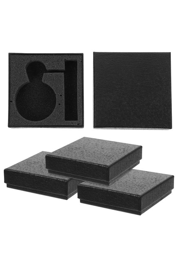 4Pcs Pocket Watch Box Black Paperboard Organizer with Removable Cushion for Jewels