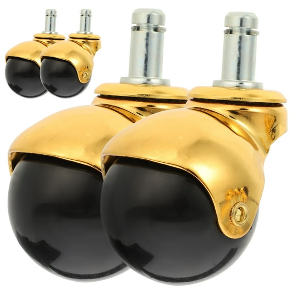 RENACLIPY 4Pcs Portable Golden Caster Wheels for Furniture Legs Easy Install Office Chair Wheels