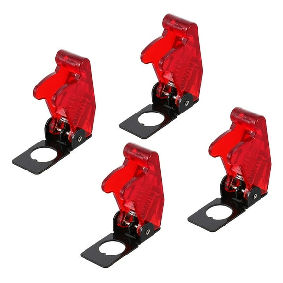 RENACLIPY 4Pcs Red Toggle Switch Protective Covers Safety Guard Caps Made of Iron and Plastic for Home and Office Use