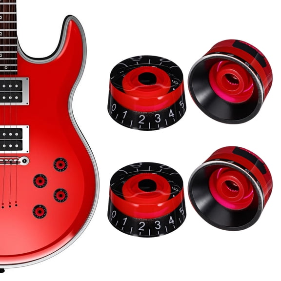 RENACLIPY 4Pcs Red Acrylic Knobs for Guitar and Bass Effect Pedal Control Durable Material