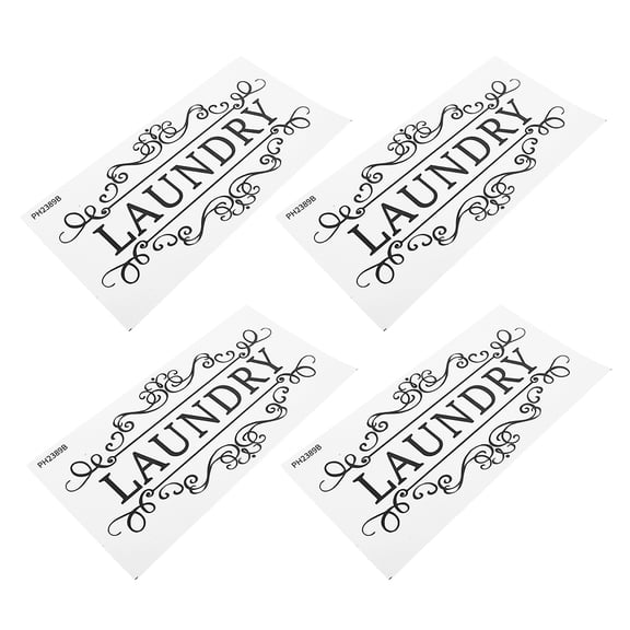 RENACLIPY Black PVC Laundry Room Wall Stickers Rustic Farmhouse Decor 4 Pieces