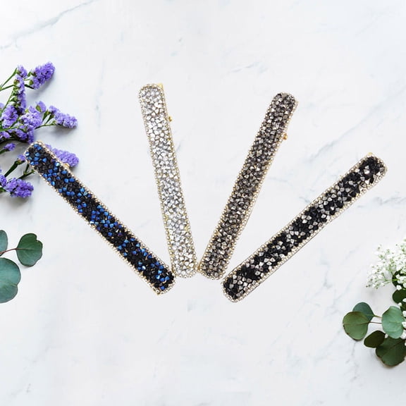 RENACLIPY 4Pcs Side Hair Clip Rhinestone Hair Pins for Women Girls Elegant Style Blue Grey