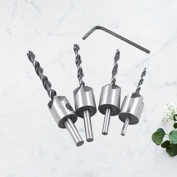 RENACLIPY 4Pcs Silver Drill Bits 3mm 4mm 5mm 6mm For Woodworking Countersink Counterbore Kit