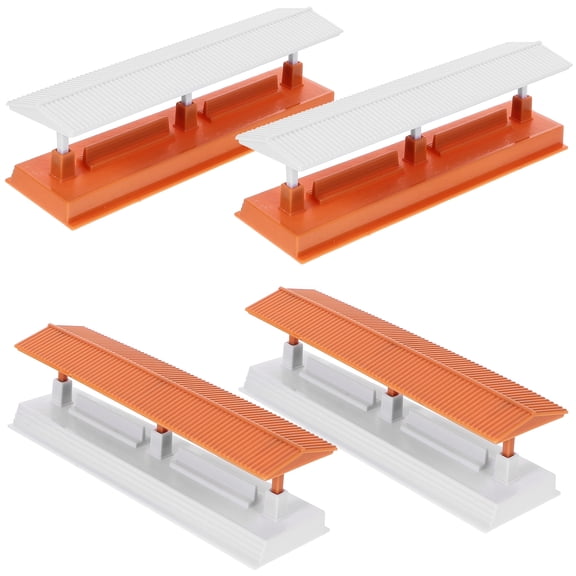 RENACLIPY 4-Piece Assorted Color ABS Simulation Train Station Platform Model for Home and Office Decoration