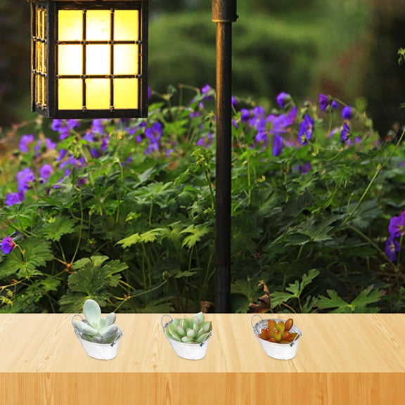 RENACLIPY 4-Pack Mini Metal Buckets Planter Pots, Tin Decorative Containers for Holiday, Garden, Indoor & Outdoor Use