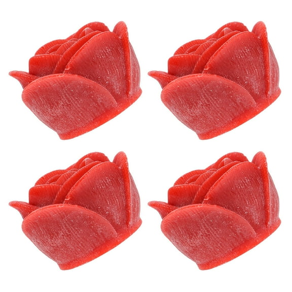 RENACLIPY 4-Pack Small Red Rose LED Candle Lamps Electric Lights for Porch, Mantel, Window Decoration
