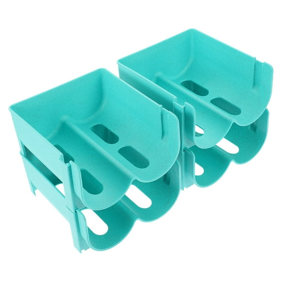 RENACLIPY 4Pcs Stackable Can Rack Organizer Blue PP for Efficient Kitchen Use