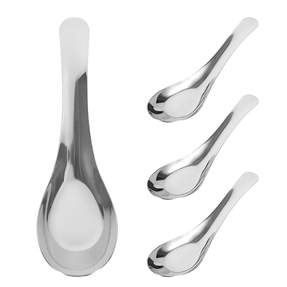 RENACLIPY 4Pcs Polished Stainless Steel Flat Bottom Spoons Ideal for Serving