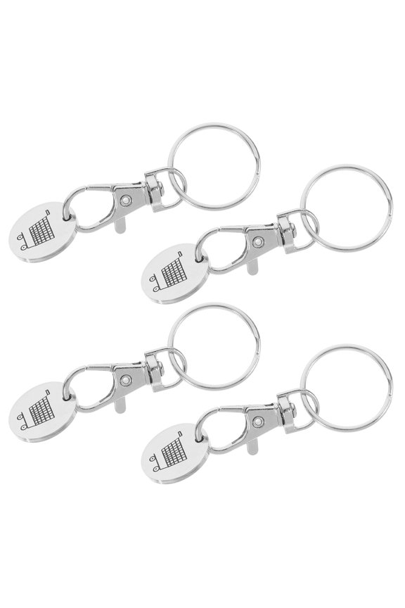 4Pcs Convenient Metal Shopping Cart Token Keychains with Keyring and Carabiner