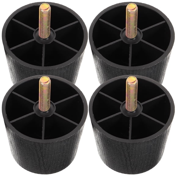 RENACLIPY 4-Pack Black Adjustable Threaded Furniture Legs with Screw-On Levelers for Chairs, Tables, Cabinets and More