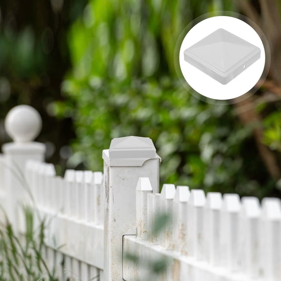 RENACLIPY 4-Pack White Decorative Fence Post Caps, Iron Weather-Resistant Cover Accessories for Outdoor Fence Posts
