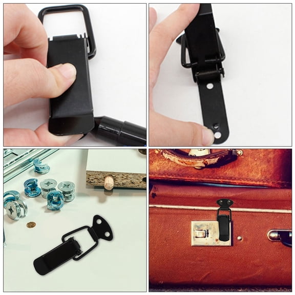 RENACLIPY 4Set Metal Iron Toggle Clamp Cabinet Latches Spring Loaded Door Catch with Screws Black