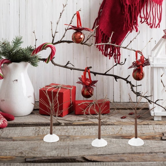 RENACLIPY Small Lighted Twig Tree Set of 4 Modern Elegant Festive Decor for Home Coffee Table Iron and Plastic