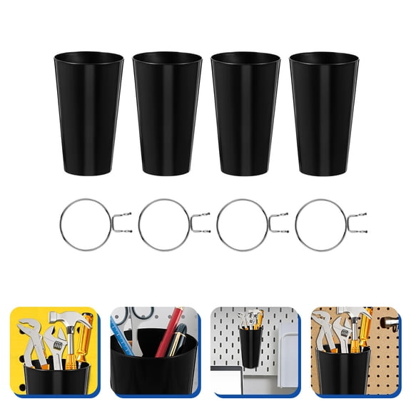 RENACLIPY 4Sets Pegboard Cups and Hooks Set Steel Hooks Plastic Cups for Storage Organizer