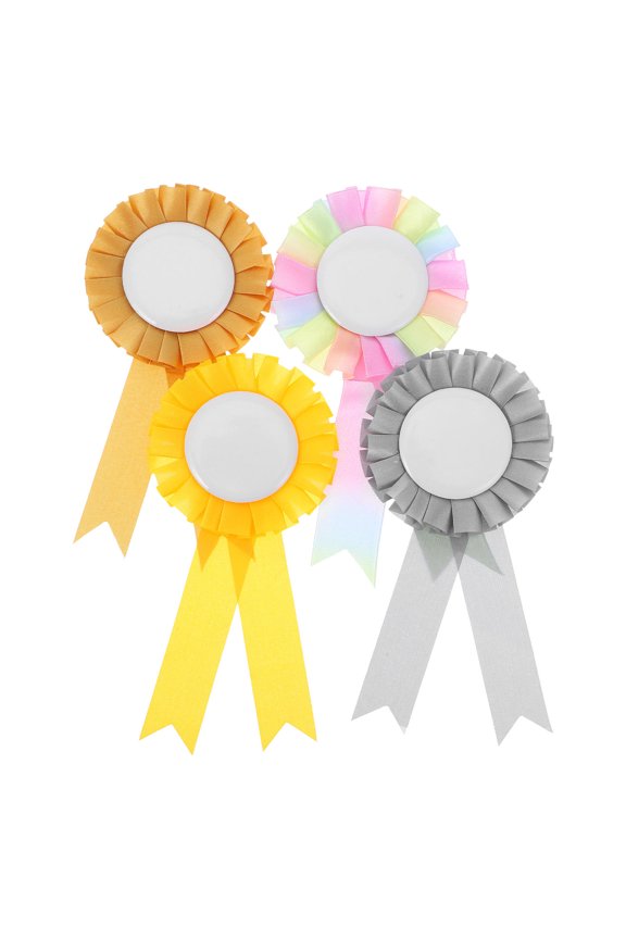 Vibrant Rosette Ribbons Multi Color Sturdy Tinplate for Festive Events 4Pcs