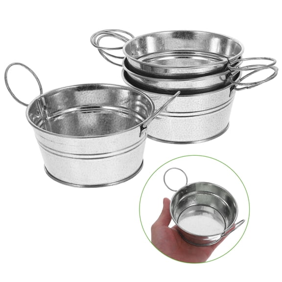 RENACLIPY 4pcs Decorative Flower Bucket Galvanized Iron Silver For Table Arrangements