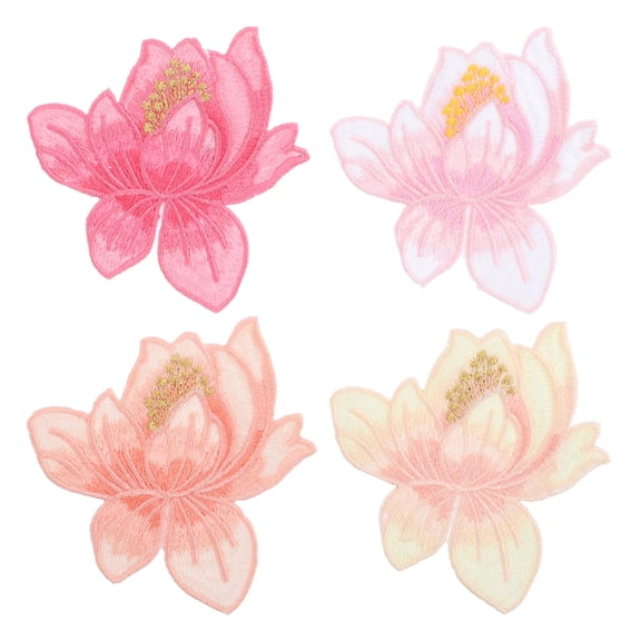 RENACLIPY 4pcs Creamy Embroidered Floral Appliques for Crafting, Accessories, Repair, and Traditional Event Decorations