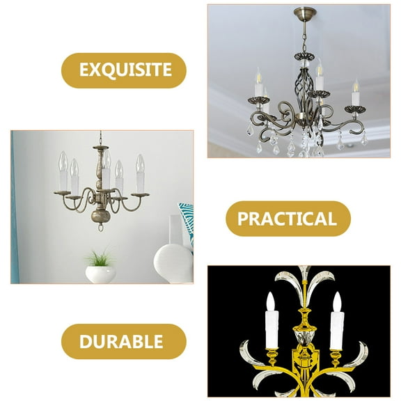 RENACLIPY White Crystal Iron Lamp Tube Chandelier Replacement Parts, 4-Pack for Home Lighting Fixtures and Elegant Decor