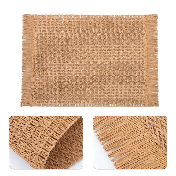 RENACLIPY Handmade Boho Coasters Light Brown Linen for Table Heat Insulation 4Pcs