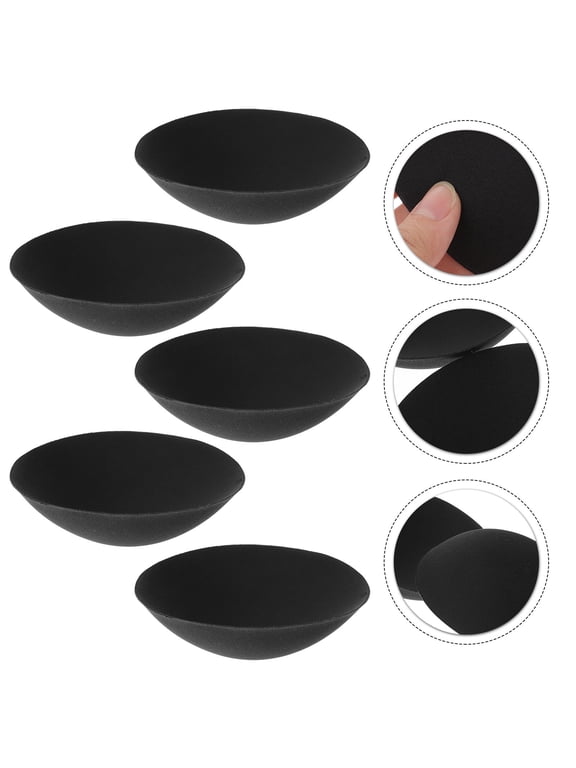 5 Pairs Women's Sports Bra Inserts, Breathable Black Polyester Pads, Reusable Bathing Suit Padding for Comfort and Support