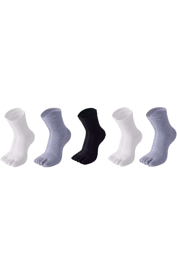 5 Pairs Men Anti-Odor Sweat Absorbent Cotton Running Toe Socks 113.90.2in