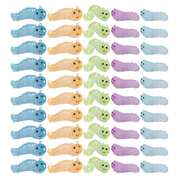 RENACLIPY Realistic Resin Worm Figurines, Assorted Colors, for Home and Fairy Garden 50Pcs