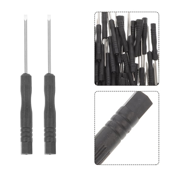 RENACLIPY 50Pcs Flat Head Screwdriver Set Black Slotted Precision Pocket Repair Tool for Electronics