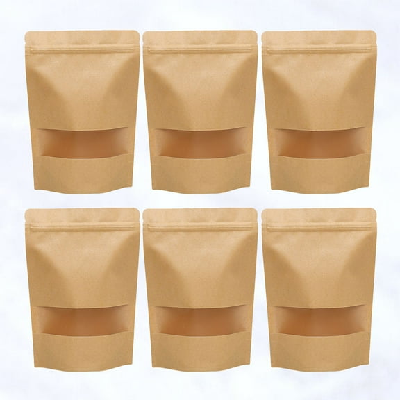 RENACLIPY 50Pcs Khaki Paper Pouch With Transparent Window For Party And present Packaging