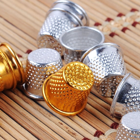 RENACLIPY 50Pcs Plated Silver Metal Sewing Thimbles Durable Finger Protectors for Embroidery Quilting