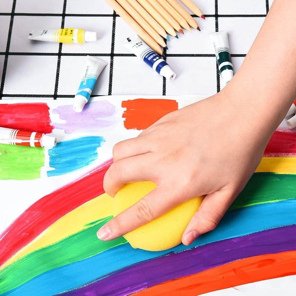 RENACLIPY 50Pcs Yellow Pottery Sponge Brush for Painting Lightweight Synthetic Material