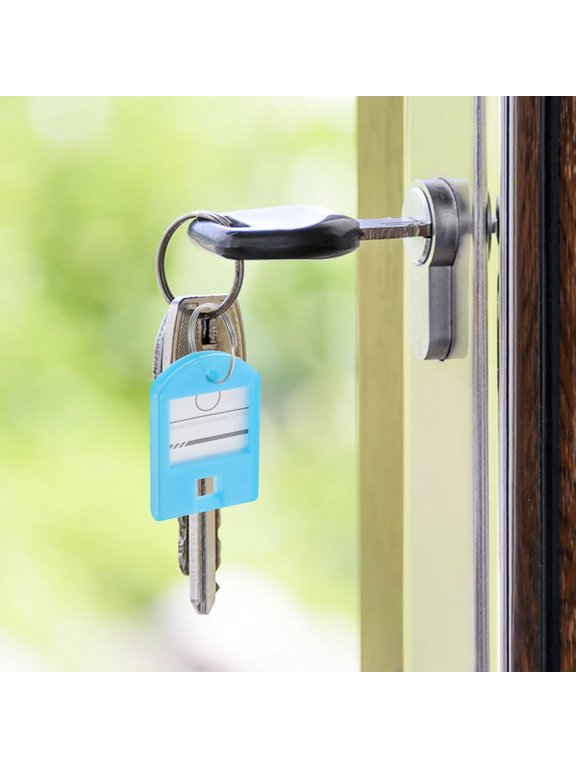 Compact Sky-Blue Plastic Key Tags for Daily Organization - 50Pcs