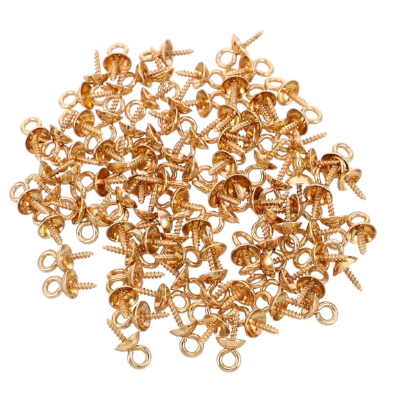 RENACLIPY 50Pcs Small Golden Stainless Steel Eye Pin Hooks for Jewelry Making and Craft Connectors