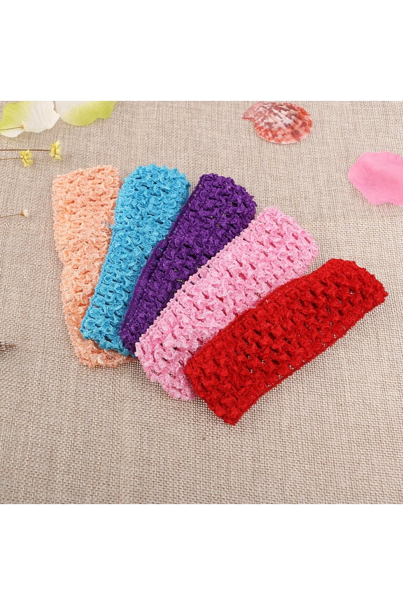 Girls Crochet Headbands, 50pcs Elastic Fabric Hairbands, Comfortable and Stretchy Hair Accessories for Kids