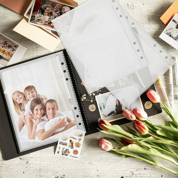 RENACLIPY 50Pcs Clear Sheet Protectors Transparent Document Sleeves for Office Use