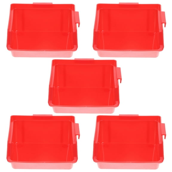 RENACLIPY 5-Pack Red ABS Storage Bins for Warehouse Organization, Tools, Accessories, and Small Parts